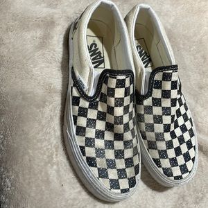 Girls slide-on Vans checkered and sparkle